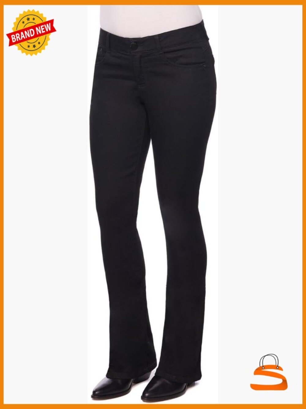 Boot Cut Jeans Mid Rise No Gap Waist Super Stretch Slimming Panels Booty Lift